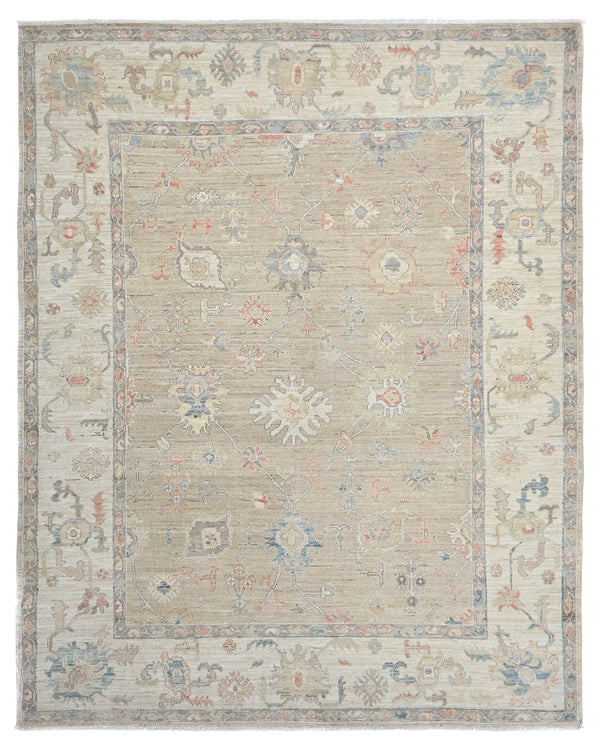 8x10 Brown Gray Turkish Oushak Hand Knotted Traditional Soft Wool Area Rug